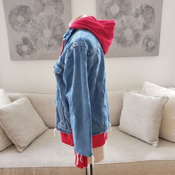 Levi's Ex-Boyfriend Hybrid Hooded Trucker Jacket sz Med - Picture 8 of 15